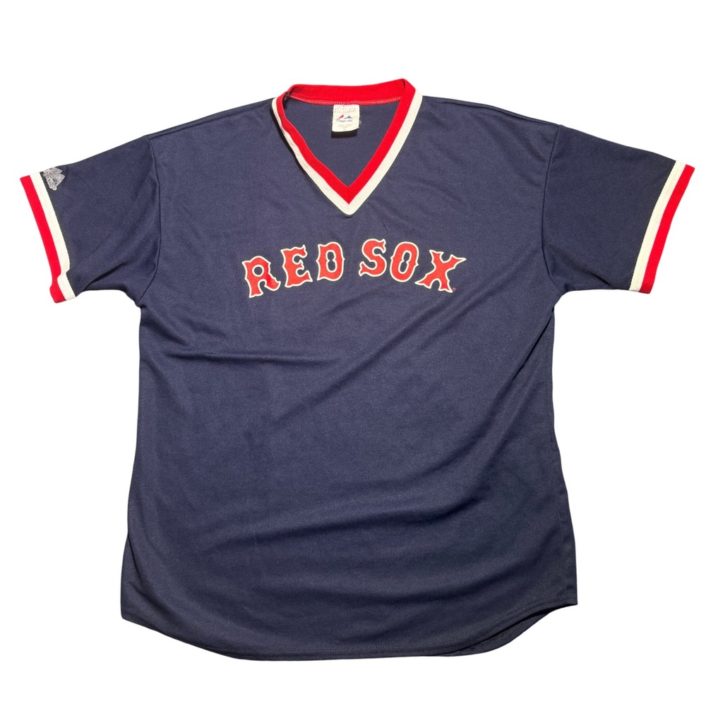 Vintage Majestic Boston Red Sox Willette Jersey Navy Blue V-Neck XL Made in USA